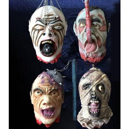 Halloween Supplies Haunted House Bar Venue Decoration Props Horror Ghost Toy Skeleton Scary Hanging Ghost Head