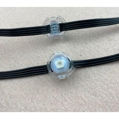 DC12V input WS2815 50pcs 110cm spacing 20mm LED pixel module;all black wire;frosted cover;IP68 rated;RGB addressable full color