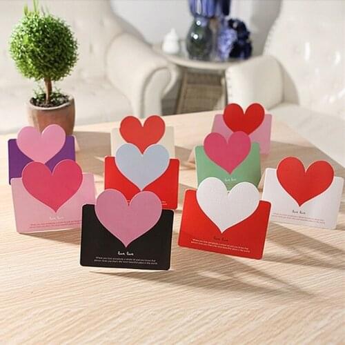 High Quality Diy Creative Love Heart Shape Greeting Card Wedding Birthday Party Banquet Invitations Card Set 10PCS Gift Card