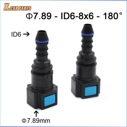 High Quality 2PCS 7.89mm ID6 8x6 180 Degree SAE 5/16 Fuel pipe joint Fuel line quick connector plastic fittings female connector
