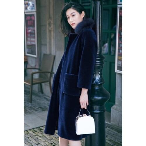 High Imitation Wool Female Thick Warm Black Coats Womens Winter Faux Fur Coat Lady Elegant Casual Outerwear WXF076