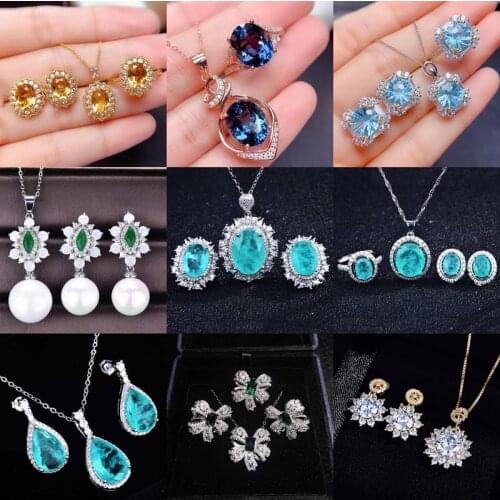 Vintage Jewelry Set Luxury Moissanite Oval Pendant Silver Necklace For Women Wedding Party Anniversary Gifts A Variety Of Styles