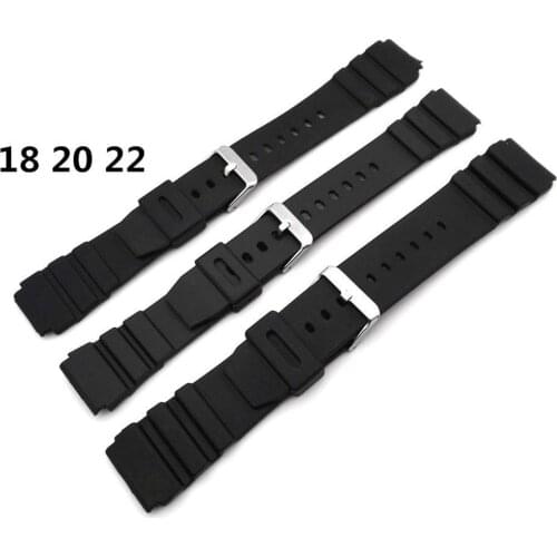 18-22mm Width Men Black Silicone Rubber Waterproof Sport Replacement Wrist Watch Band Strap new