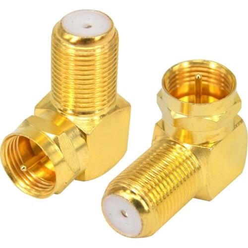 2 Pieces F Male Plug to F Female Jack Right Angle Adapter Connector Goldplated 90 Degree Coax TV "F"