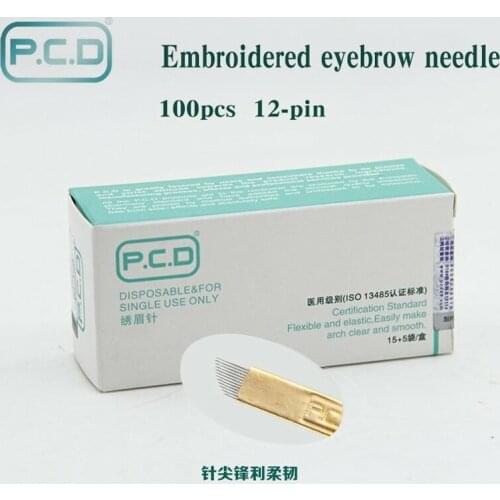 Permanent Makeup Eyebrow 50pcs U Pin PCD 12/14/19 Tattoo Blade Microblading Needles For 3D Embroidery Manual Pen