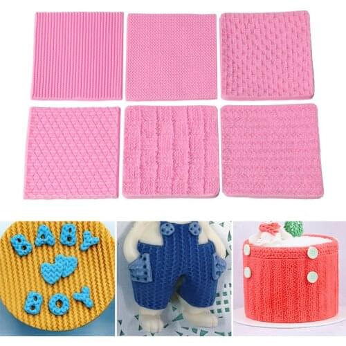 6 PCS Fondant Knitted Texture Durable Silicone Mold Cake Decoration Baking Tool RE