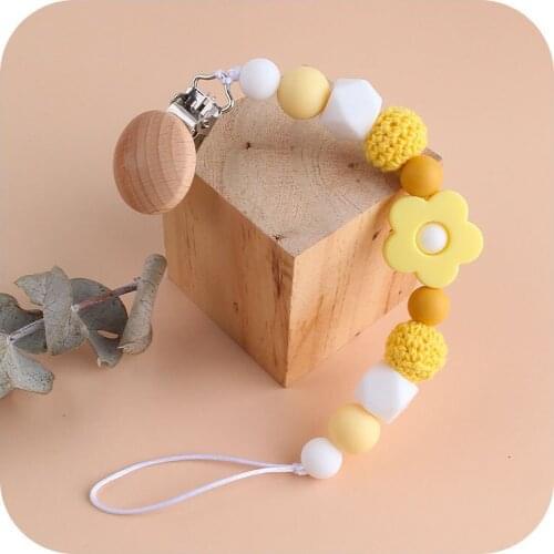 Dummy Clips Handmade Pacifier Chain Clip Silicone Teething Toys Soother Nipple Holder Chain Newborn Accessories Baby Shower Gift