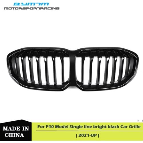 Automobile appearance parts Single line bright black ABS Car Front Grille For BMW 1 Series F40