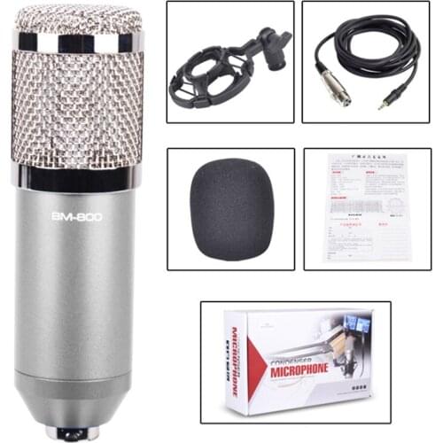 BM800 3.5MM Dynamic Condenser Wired Microphone Mic Sound Studio For Singing Recording Kit KTV Karaoke With Shock Mount