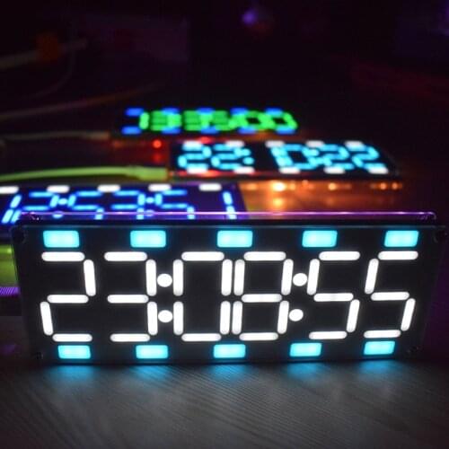 DIY Large Two-Color Digital Clock DIY Kit 6 Digit LED Digital Tube Clock Kit Touch Control +Time Temperature Date Week Display
