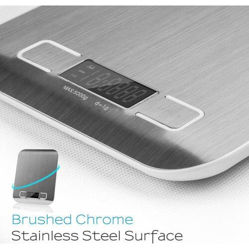 Stainless Steel Fingerprint-proof Digital Kitchen Scale LCD w/White Backlight