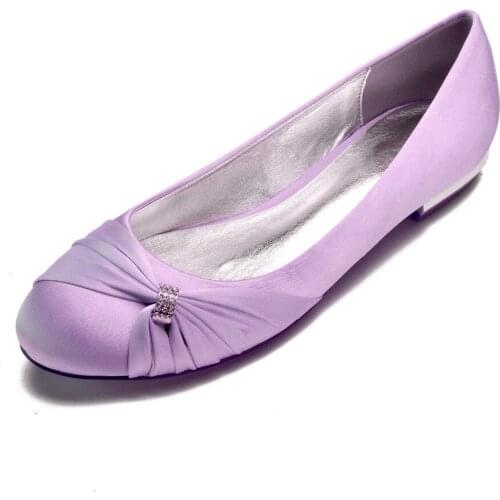 Creativesugar rounded toe satin dress flats with knot crystal rhinestone ring elegant bridal wedding prom lady shoes 15 colors