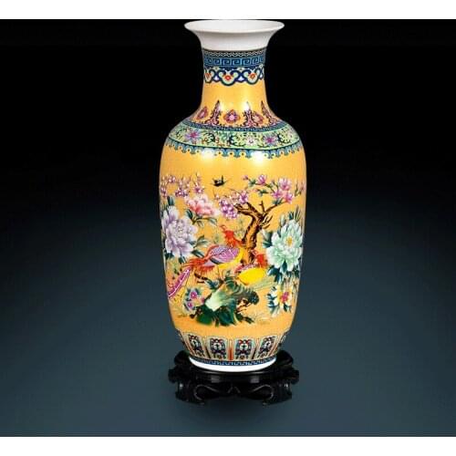 Jingdezhen European Style Enamel Large Vase Flower vase Modern Chinese Living Room Tv Cabinet Ornaments ceramic porcelain vase