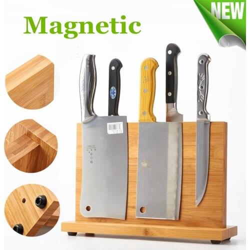 NEWEST Bamboo Magnetic Knife Holder Knife Rack Kitchen Bar Storage Block Knife Stand Organizer Tools Knife Accessories Gadgets