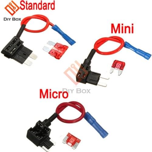 12V Fuse Holder Add-a-circuit TAP Adapter Micro Mini Standard ATM APM Blade Auto Fuse with 10A Blade Car Fuse With Holder