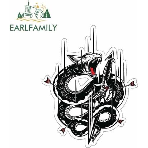 EARLFAMILY 13cm x 9.9cm for Snake Wounded By A Sword Cartoon Car Stickers Bumper Trunk Truck Graphics Windshield Bumper Windows