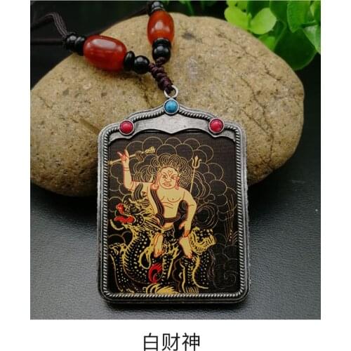 Efficacious Amulet Greco-Buddhist pocket travel Mascot white Jambhala Wealth GOD Akshobya Auspicious Tibet Buddha card Pendant