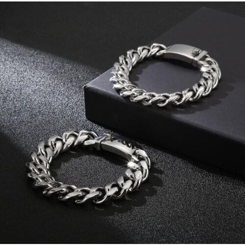 European and American trend all-match titanium steel Cuban chain bracelet Fashionable simple personality stainless steel bracele