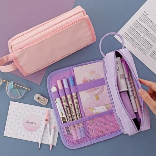 Pencil Bag Wear-resistant Durable Zipper Canvas Large Pencil Case School Storage Boxes