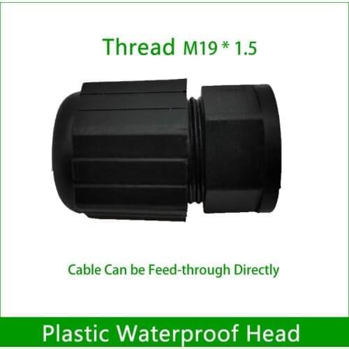 Cable Gland Plastic Waterproof Head Thread M19 * 1.5, Cable Can be Feed-through Directly 10 Units
