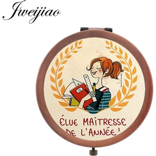 Youhaken pencil blackboard Platform photo Decoration Merci Maitresse pocket mirror glass cabochon metal teachers day gift MM63