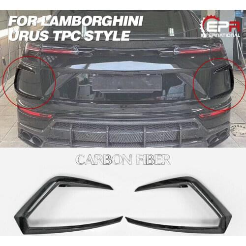 For Lamborghini Urus TPC Style Carbon Glossy Finished Rear Bumper Side Trim Vents Cover Pair accessories body kit