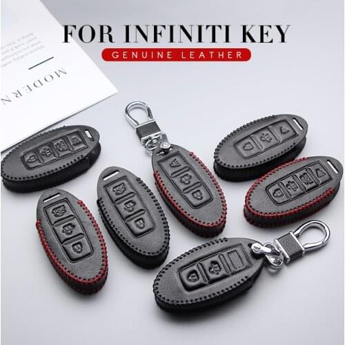 Leather Car Key Case Cover For Infiniti EX FX Q50 Q70 QX50 QX60 QX70 EX35 For Nissan Qashqai leaf Micra Key Ring Fob Accessories