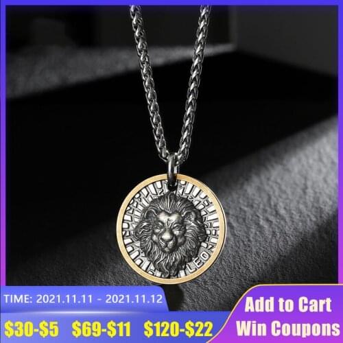 Vintage 925 Sterling Silver Mens Necklace Simple High-end Retro Plain Silver Leo Trend Accessory Hip Hop Jewelry Necklace
