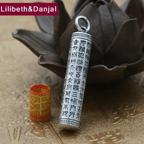 Buddha Pendant 100% Real S990 Sterling silver Jewelry Men Heart Sutra Scripture lucky Peace Box Necklace Pendant 2018 P67