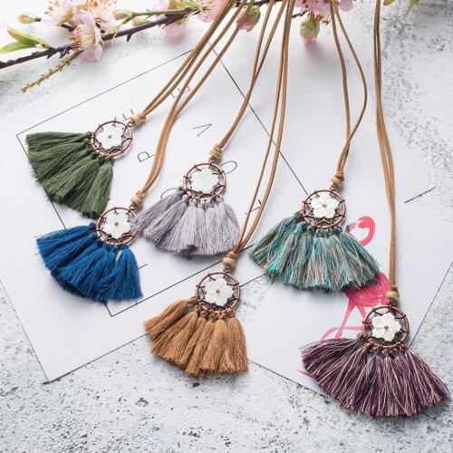 2019 new boho long leather rope sweater chain necklace Bohemian ethnic tassel pendant necklaces for women Charm jewelry gifts