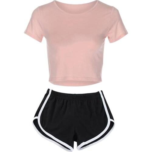 NEW 2021 Women Yoga Set Sport T-shirts and Shorts Light Gym Set 2 Piece Gym Workout Sportwear Home Leisure Suit Sets