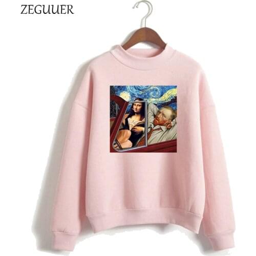 New Van Gogh Hoodies Art Painting Sweatshirt Pink Fun Print Harajuku Fashion Tops Women Clothes Hoodies Women Streetwear