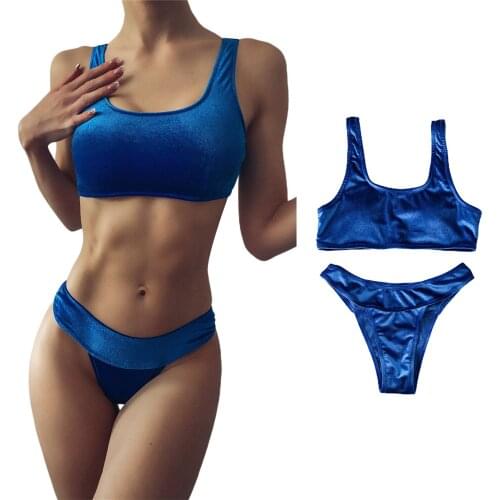 Solid Color Swimwear Women Ladies Summer Split Two Piece Swimsuit Sets Tank Top Sexy Backless Bikini Beach Bathing Suit