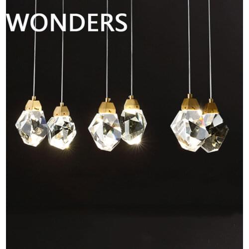 Postmodern Personality Bedroom Bedside Crystal LED pendant light Creative copper pendant living room dining room decorative бра
