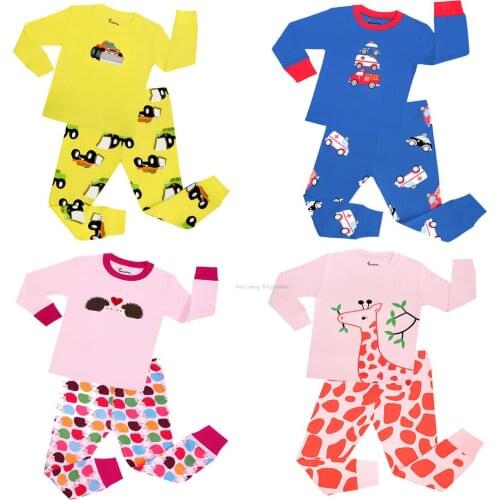 Girls Horse Pajamas Kids Zebra Giraffe Sleepwear Children Unicorn Cartoon Clothing Set Baby Long Sleeve Pijamas Home Clothing