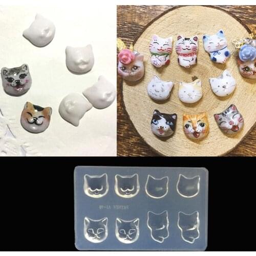 Cat Ice Cream Nail Ornament Carving Silicone Mold Jewelry Decor Making Tools