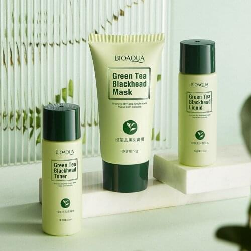 Green Tea Blackhead Removal Face Skin Care Product 3 Piece Set Moisturizing Oil Control Improving Black Head Fine Pores Suit