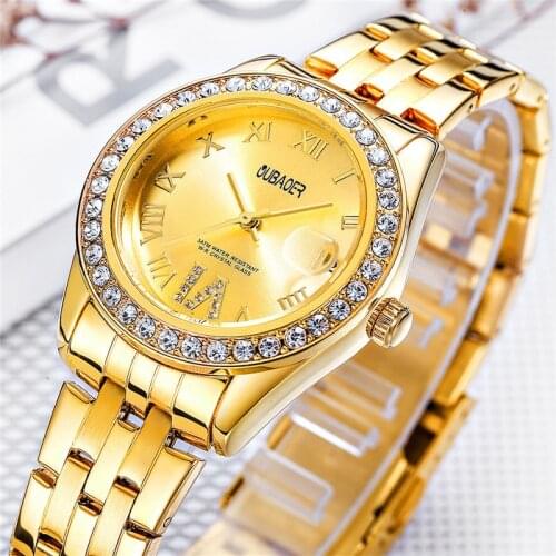 Reloj mujer Fashion Women Watch OUBAOER Diamond Analog Display Stainless Steel Quartz Watch bayan saat Good Gift Ladies Watch