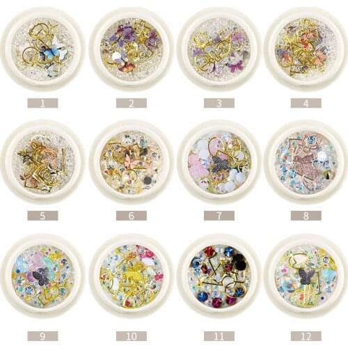 1 Box Colorful & Different Rhinestones Buterfly Nails 3D Crystal Stones For Nail Art Decorations Diy Design Manicure Diamonds