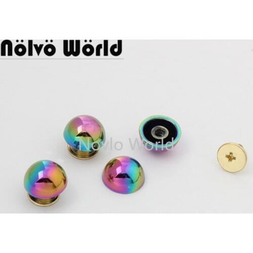 10-50 pieces 11mm Rainbow round head metal stud DIY bag bottom rivets with screw fitting studs