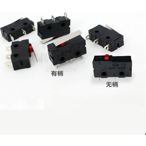 10PCS/lot Mouse switch Small micro switch 0.05A 1A 2A Without handle and With handle 3PIN