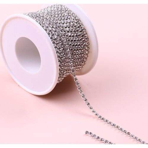 10Yard White Glass Crystal Strass Rhinestone Cup Chain Sew On Diamond Glue-On Close Chains Glitter Trim Cup Chain Sew On Garment