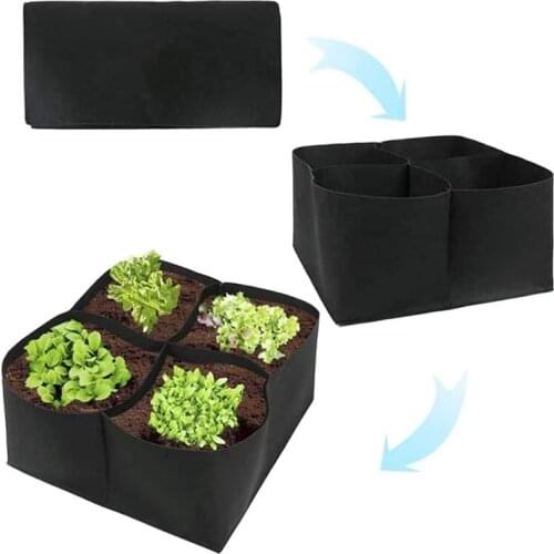4 Pack Raised Garden Bed-4 Divided Grids Square Raised Garden Planter Fabric Bag Grow Pot Plant for Outdoor Plants