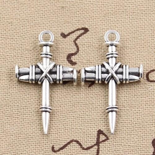 6pcs Charms Cross Dagger 34x20mm Antique Making Pendant fit,Vintage Tibetan Bronze Silver color,DIY Handmade Jewelry