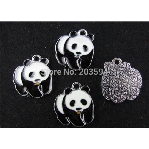 AE217 100Pcs Mixed Enamel Panda Charms Pendants for Bracelet Charm 25X22MM