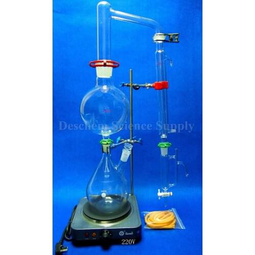 Essential Oil Steam Distillation Apparatus,Lab Distillation Kit,W/Simple Stands,Liebig Condenser