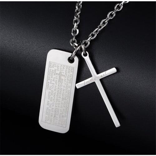 Free Shipping Hot Offer Cool Army Brand Cross Christian Periapt Pray Pendant Necklaces For Mens Soldier Stainless Steel Jewelry
