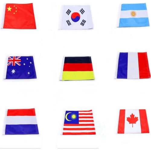 Black Motorcycle Cloth Side National Flag w/Flag Pole Luggage Rack Mount For Honda Harley Bikes Chopper Cruiser Touring Custom