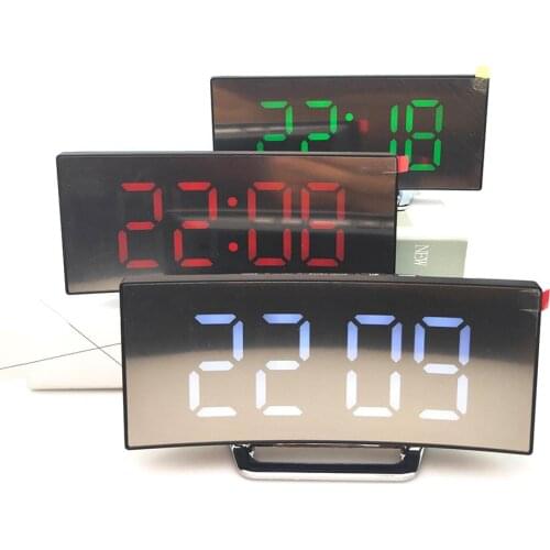 Digital Alarm Clock, 7 Inch Curved Dimmable LED Sn Digital Clock for Kids Bedroom, Green Large Number Clock, Lightweight