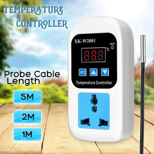 AC 110-220V Digital Thermostat Regulator Temperature Controller Microcomputer Socket 1/2/5m Cable Outlet -50~110C + NTC Sensor